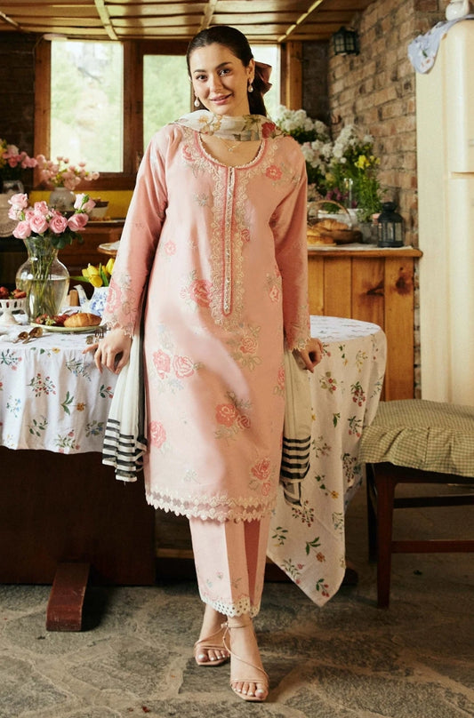 Zara Shah Jahan - 3PC unstiched Lawn Embroidered Shirt With Slub net Dupata and Plan Trouser - RF1096