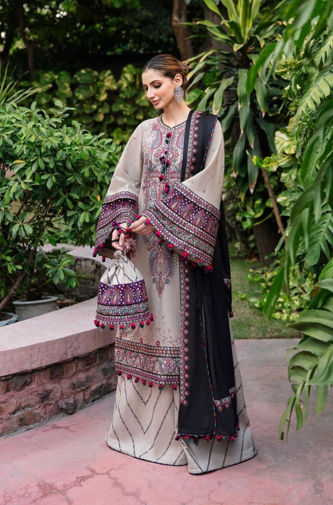 Jazmin - 3PC Unstitched Lawn Heavy Embroidered Shirt with Embroidered Crinkle Dupatta - RF1038