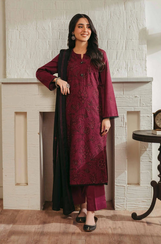 Nishat - 3PC Unstitched Dhanak Embroidered Shirt with Embroidered Dhanak Shawl - RF1298