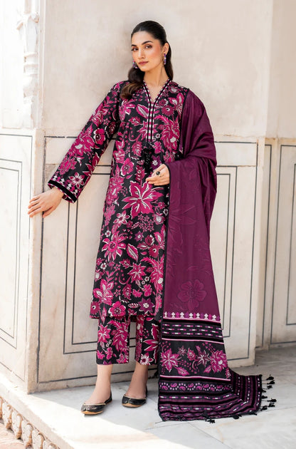 Baroque - 3PC Unstitched Printed Karandi Shirt with Printed Karandi Dupatta and Same Printed Trouser - RF1201