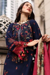 Charizma - 3PC Unstitched Dhanak Embroidered Shirt with Digital Printed Dupatta and Trouser - RF1523 Royal Pret