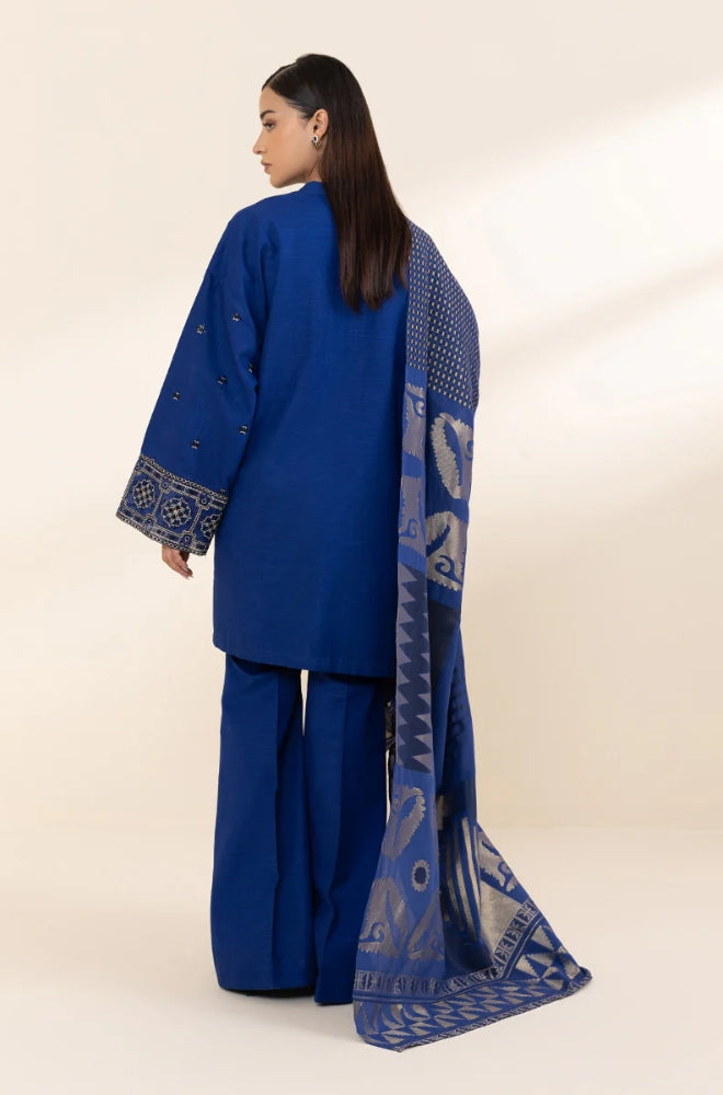 Sapphire - 3PC Unstitched Khaddar Embroidered Front with Digital Printed Shawl and Trouser - RF1275