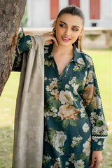 Baroque - 3PC Unstitched Printed Khaddar Shirt with Printed Khaddar Dupatta and Same Printed Trouser - RF1240 Royal Pret