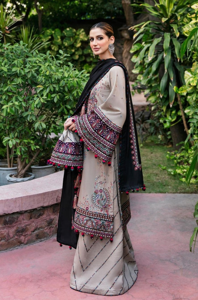 Jazmin - 3PC Unstitched Lawn Heavy Embroidered Shirt with Embroidered Crinkle Dupatta - RF1038