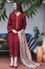 Aisling - 3PC Unstitched Dhanak Embroidered Shirt with Dhanak Embroidered Dupatta and Trouser - RF1155 royalpret