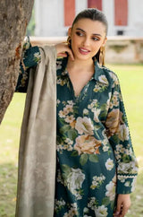 Baroque - 3PC Unstitched Printed Karandi Shirt with Printed Karandi Dupatta and Same Printed Trouser - RF1240 Royal Pret