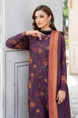 Baroque - 3PC Unstitched Printed Karandi Shirt with Printed Karandi Dupatta and Same Printed Trouser - RF1245 Royal Pret