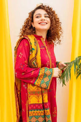 Batik - 3PC Unstitched Embroidered Khaddar Shirt with Printed Pashmina Wool Shawl and Trouser - RF1199 royalpret