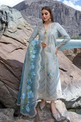 Crimson - 3PC Unstitched Linen Embroidered Boring Front with Printed Pashmina Wool Shawl and Trouser - RF1233 Royal Pret