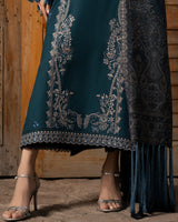 Izel - 3PC Unstitched Dhanak Embroidered Shirt with Digital Printed Dupatta and Trouser - RF1530 Royal Pret