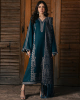 Izel - 3PC Unstitched Dhanak Embroidered Shirt with Digital Printed Dupatta and Trouser - RF1530 Royal Pret