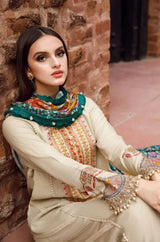 Maria B - 3PC Unstitched Dhanak Embroidered Shirt with Digital Printed Dupatta and Trouser - RF0896 royalpret