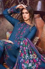 Maria B - 3PC Unstitched Dhanak Embroidered Shirt with Printed Wool Shawl and Trouser - RF1204 royalpret