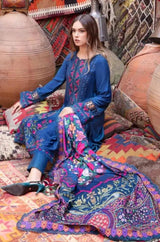 Maria B - 3PC Unstitched Dhanak Embroidered Shirt with Printed Wool Shawl and Trouser - RF1204 royalpret