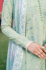 Maryum N Maria - 3PC Khaddar Embroidered Shirt with Digital Printed Dupatta and Trouser - RF1421 Royal Pret