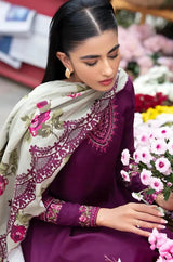 Nishat - 3PC Unstitched Dhanak Embroidered Shirt with Digital Printed Dupatta and Embroidered Trouser - RF1225 Royal Pret