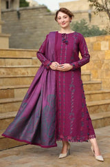 Rang Rasiya - 3PC Khaddar Embroidered Shirt with Digital Printed Dupatta and Trouser - RF1422 Royal Pret