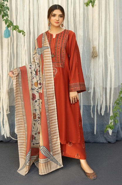 URGE - 3PC Lawn Embroidered Shirt with Printed Slub Net Dupatta and Embroidered Trousers - RF0999