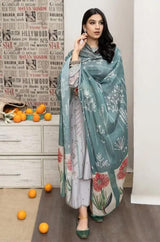 Urge - 3PC Unstitched Dhanak Embroidered Shirt with Printed Pashmina Shawl and Embroidered Trouser - RF1186 royalpret