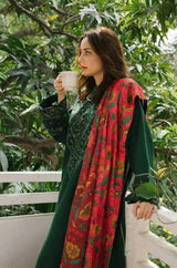 Zara Shah Jahan - 3PC Unstitched Dhanak Embroidered Shirt with Digital Printed Dupatta and Trouser - RF1226 Royal Pret