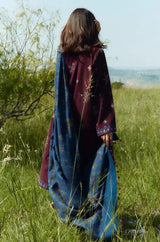 Zara Shah Jahan - 3PC Unstitched Dhanak Embroidered Shirt with Printed Pashmina Shawl and Trouser - RF1254 Royal Pret