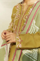 Zara Shah Jahan - 3PC Unstitched Dhanak Embroidered Shirt with Printed Pashmina Shawl and Trouser - RF1256 Royal Pret