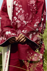 Zara Shah Jahan - 3PC Unstitched Dhanak Embroidered Shirt with Printed Pashmina Shawl and Trouser - RF1257 Royal Pret