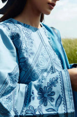 Zara Shah Jahan - 3PC Unstitched Dhanak Embroidered Shirt with Printed Pashmina Shawl and Trouser - RF1259 Royal Pret