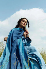 Zara Shah Jahan - 3PC Unstitched Dhanak Embroidered Shirt with Printed Pashmina Shawl and Trouser - RF1259 Royal Pret