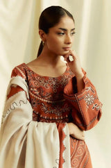 Zara Shah Jahan - 3PC Unstitched Dhanak Embroidered Shirt with Printed Pashmina Shawl and Trouser - RF1261 Royal Pret
