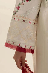 Zara Shah Jahan - 3PC unstiched Lawn Embroidered Shirt With Printed Slub net Dupatta and Plan Trouser - RF1101 royalpret