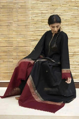 Zarpash - 3PC Unstitched Dhanak Neckline Embroidered Shirt with Printed Dupatta and Trouser - RF1220 Royal Pret