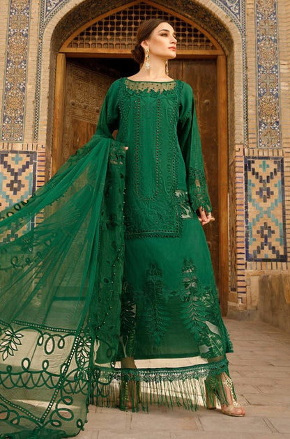 Maria B - 3PC Lawn Embroidered Shirt with Organza Embroidered Dupatta and Lawn Self Print Trousers - RF0691