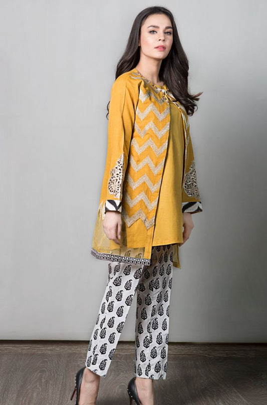 Maria B - 2PC Lawn Embroidered Shirt with Plain Trousers - RW0536